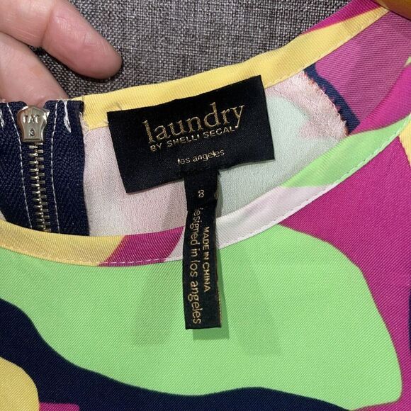 Laundry by Shelli Segal Womens Cap Sleeve Shift Dress Size 8 Floral Hawaii Happy - Picture 5 of 11